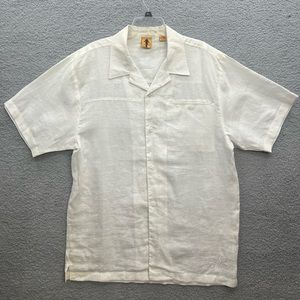 Mens Steve Harvey classic 100% linen beige  short sleeve shirt size XL Hawaiian